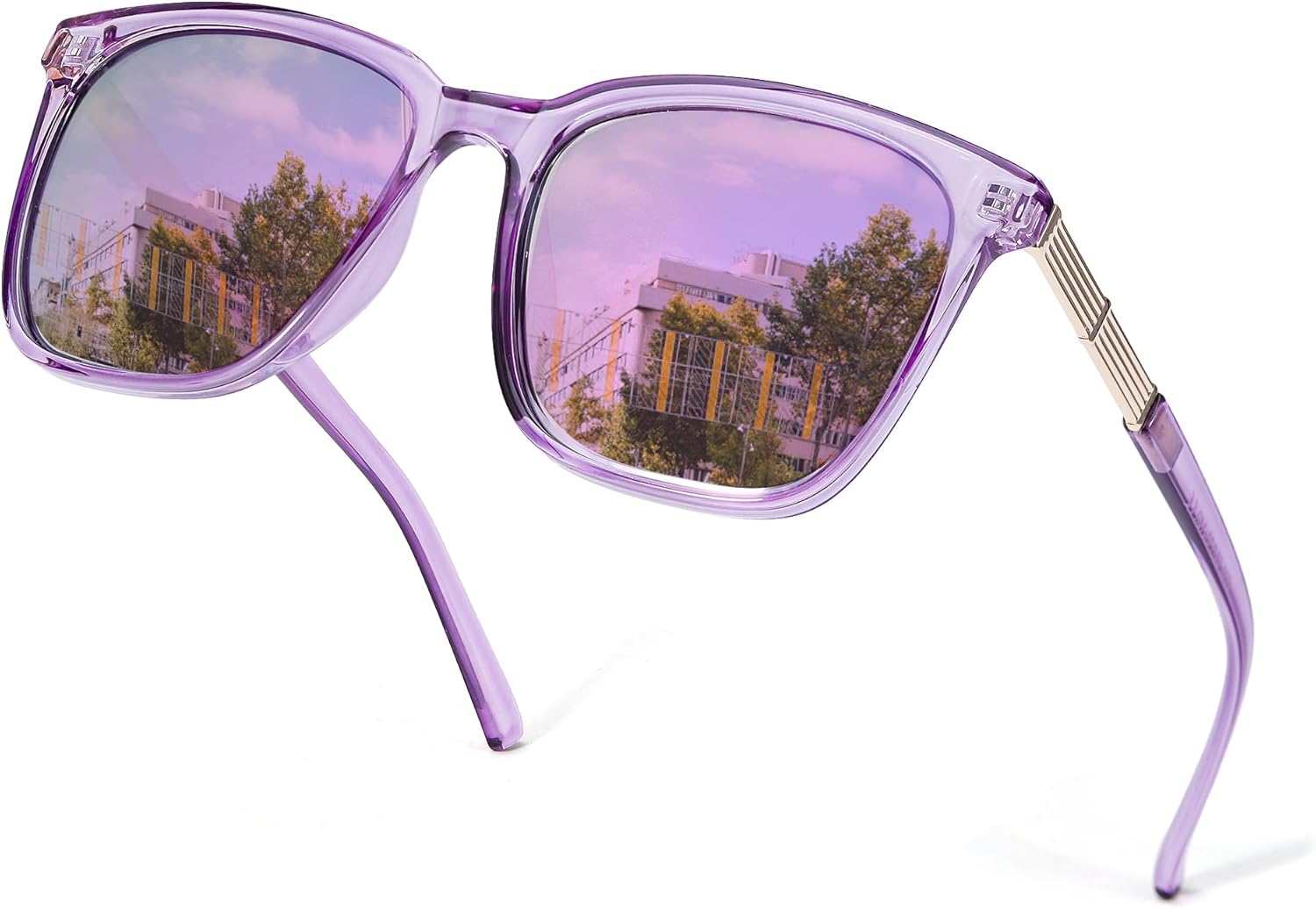 

Солнцезащитные очки SIPHEW увеличенного квадратного размера для женщин | Легкие модные солнцезащитные очки со 100% защитой от УФ-излучения UV400 | Модные зеркальные линзы, A17-purple Frame Purple Lens