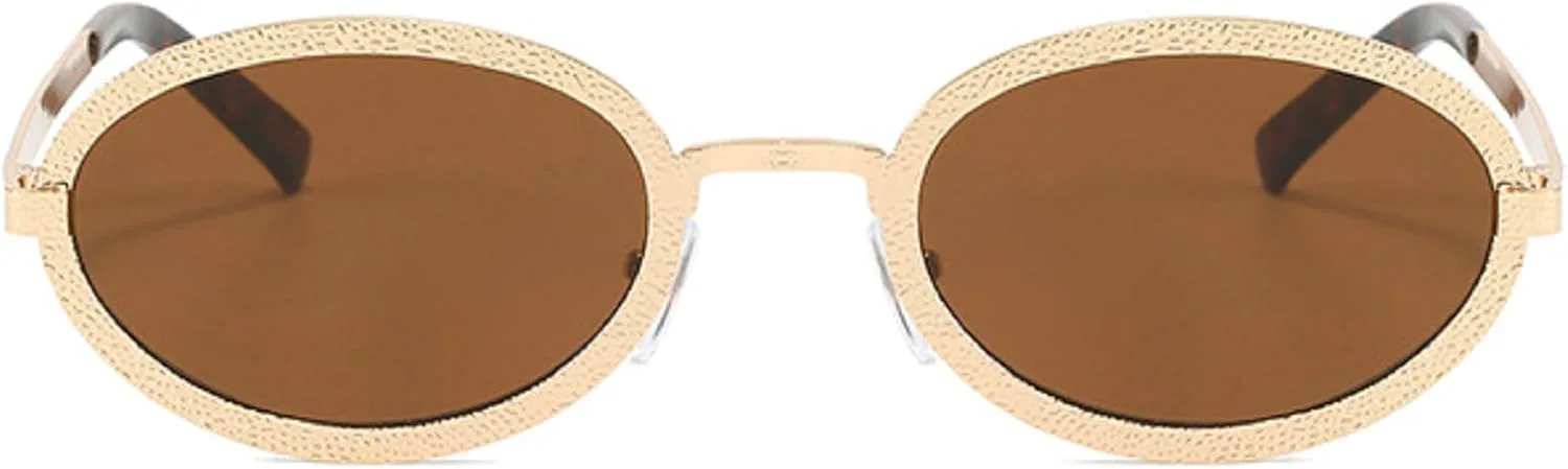 

Модные женские овальные солнцезащитные очки, тренды, роскошные панк-солнцезащитные очки для женщин, винтажные маленькие очки, женские очки UV400 mincl, Brown