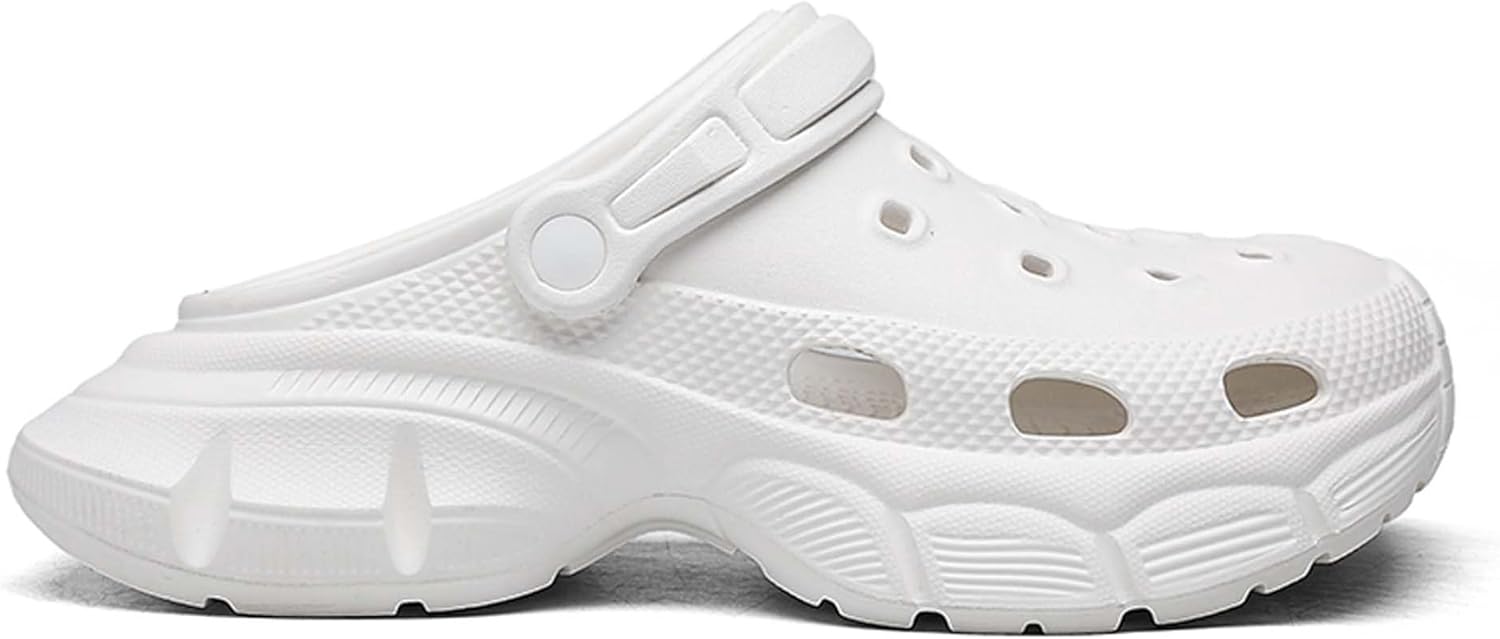

Унисекс комфортные садовые сабо, легкие дышащие сандалии на толстая подошве, нескользящие, с регулируемым ремешком, тапочки для мужчин и женщин для использования дома и на улице Generic, белый