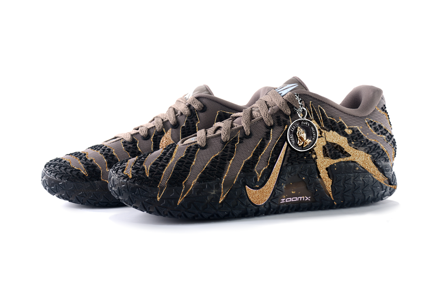 Баскетбольные кроссовки Ja Morant 3 Crown Low top мужские Gold Gray Nike, золотой коричневый — фото 4