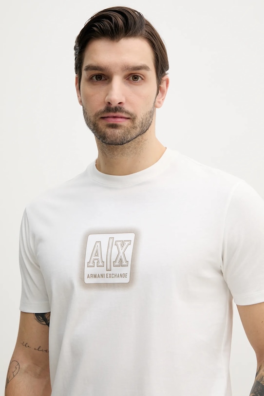 

Хлопковая футболка Armani Exchange, бежевый