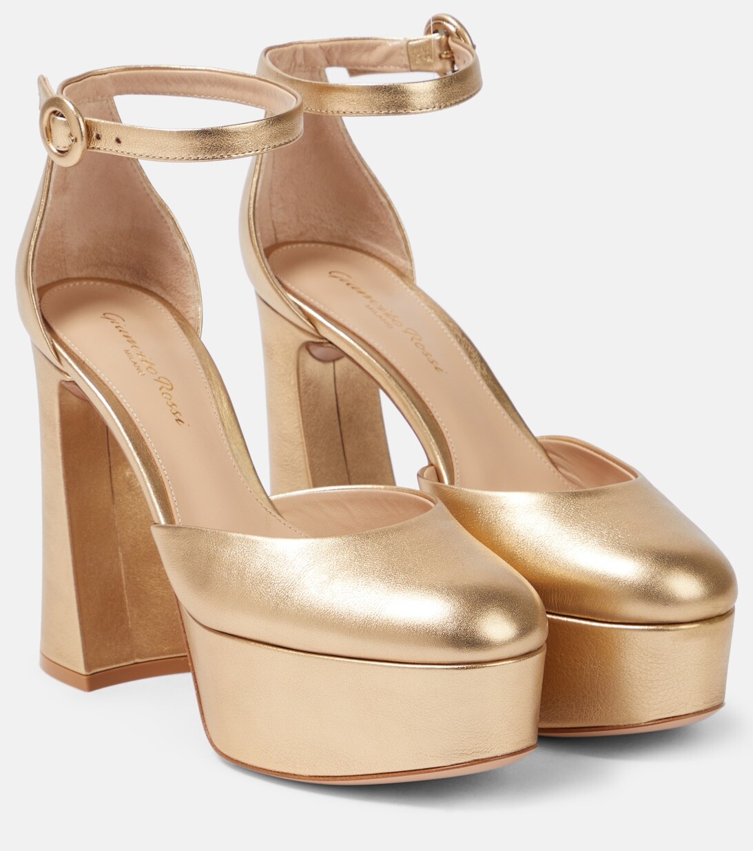Туфли Holly D'orsay из металлизированной кожи Gianvito Rossi, серебряный