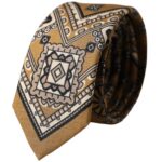 

Желтый 100% шелковый регулируемый мужской галстук с принтом колеса Dolce & Gabbana