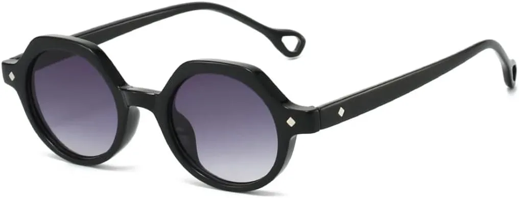 

Ретро круглые женские солнцезащитные очки с модными заклепками, мужские панк-очки с защитой от УФ-излучения UV400 и леопардовым принтом UATXTAU, Black Grey