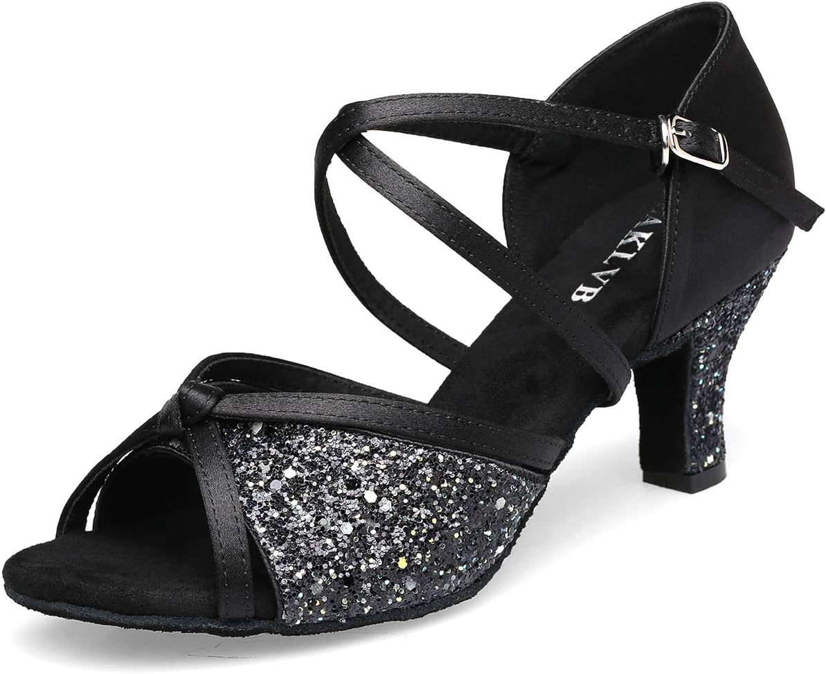 

Туфли для бальных танцев для женщин, латина, сальса, бачата, для тренировок и выступлений Eaklvb, черный