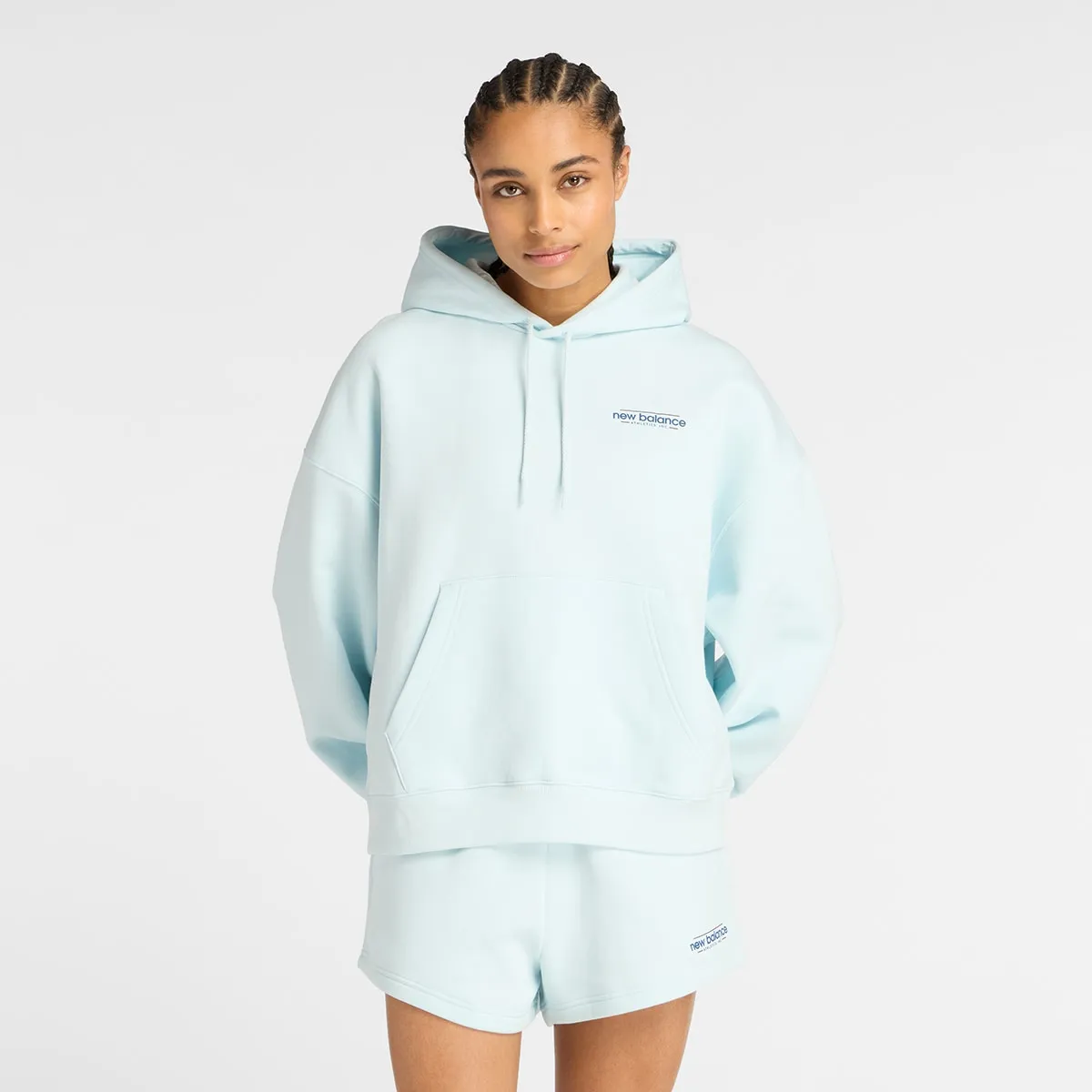 

Женская толстовка с капюшоном Reimagined Fleece Oversized New Balance, синий