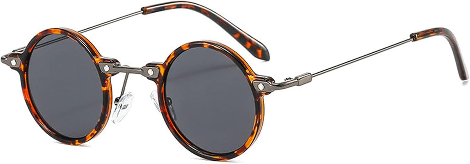 

Маленькие круглые солнцезащитные очки в стиле стимпанк для женщин, винтажные, яркие, синие и желтые, мужские, ретро, ​​очки с защитой от УФ-излучения UV400 willochra, Leopard Gary