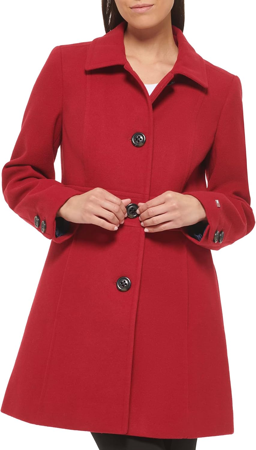 

Женское мягкое роскошное шерстяное пальто на пуговицах от Tommy Hilfiger, Soft Luxe Red