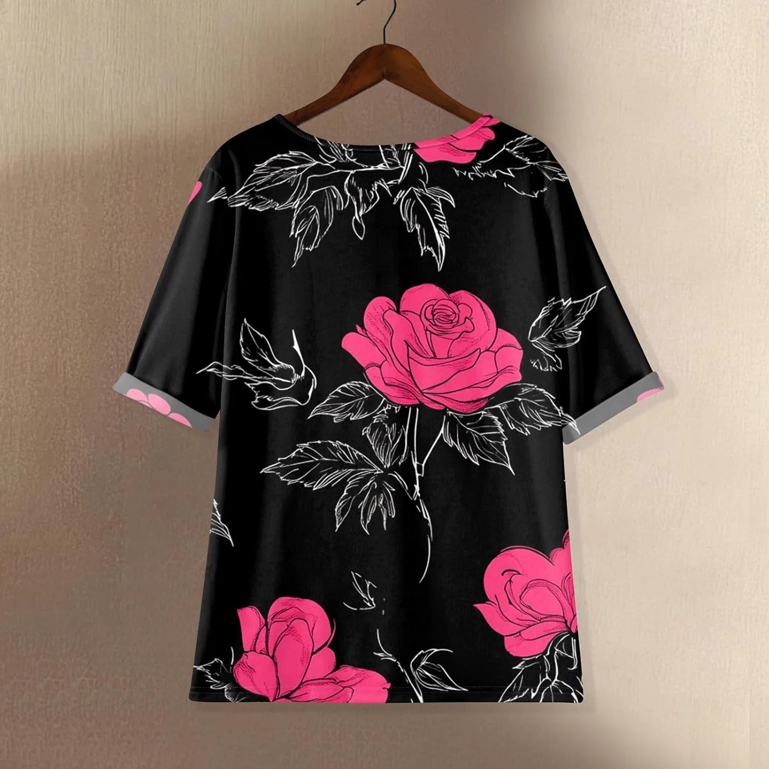Женская футболка с принтом, Cotton Linen, 3-hot Pink — фото 3