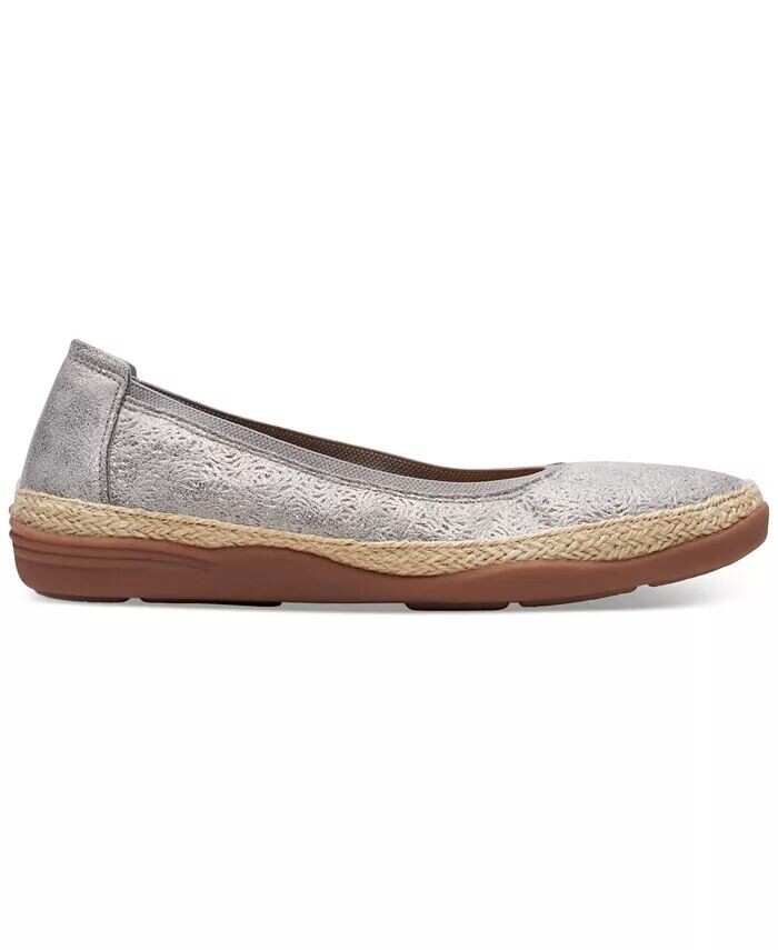 Женские туфли на плоской подошве Elina Rae с фактурной джутовой отделкой Clarks, серый — фото 2