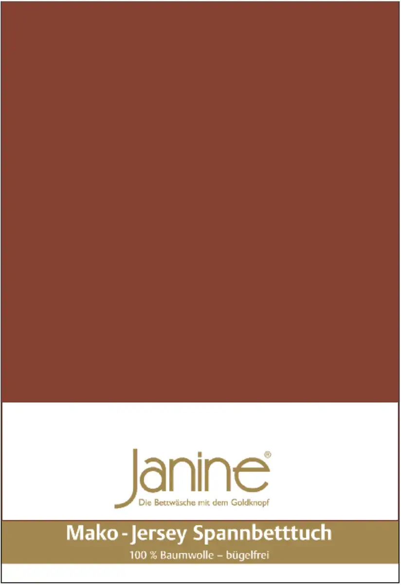 

Простыня Janine "MAKO-FEINJERSEY 5007", из 100% хлопка, для матрасов высотой до 26 см 90-100х190-200 см, 1 шт., цвет tabasco
