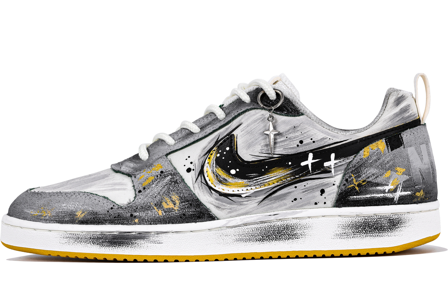

Nike Court Borough Starry, Bohemian, Sun God, Design Feel, Gold Foil Distressed Abrasion Resistant Low top