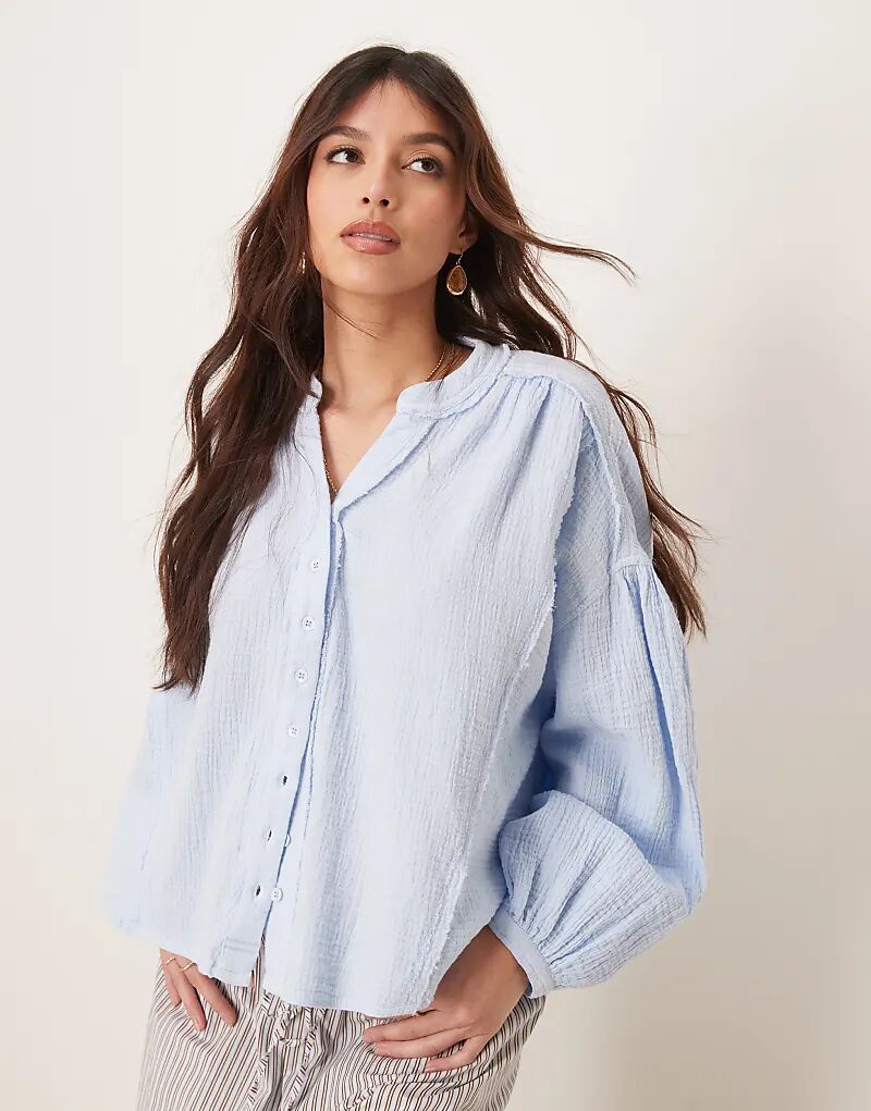 

Блузка Free People Valley из двухслойной ткани цвета ледяного голубого