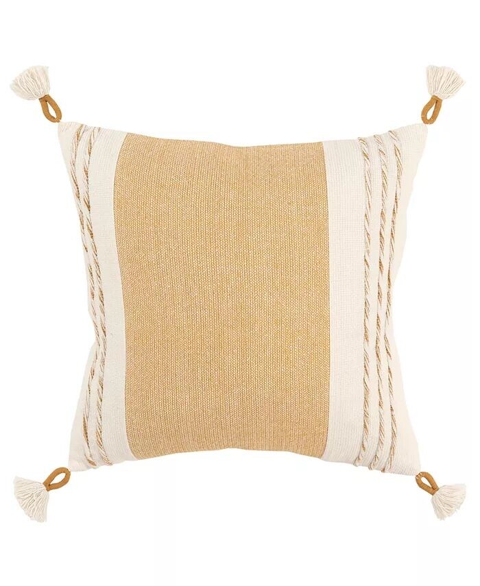 

Декоративная подушка Modern Stripe Tassal, 20 x 20 дюймов Rizzy Home, черный