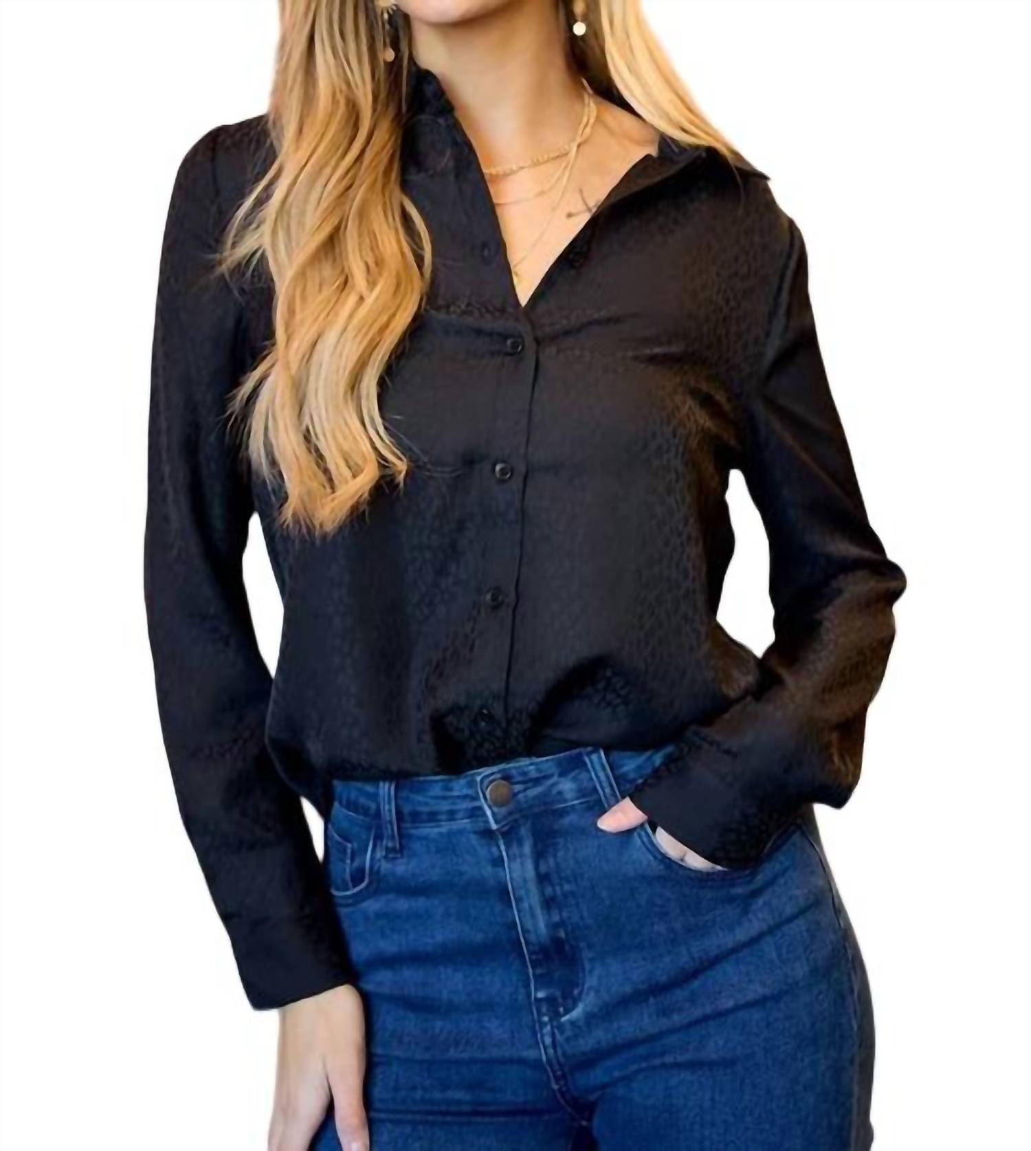 

Рубашка на пуговицах из шифона с принтом черного цвета Doe and Rae