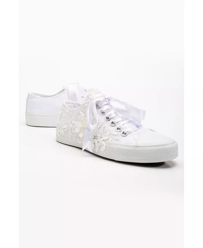 Кроссовки свадебные Peyton с цветочным кружевом Forever & Always Shoes, белый — фото 3