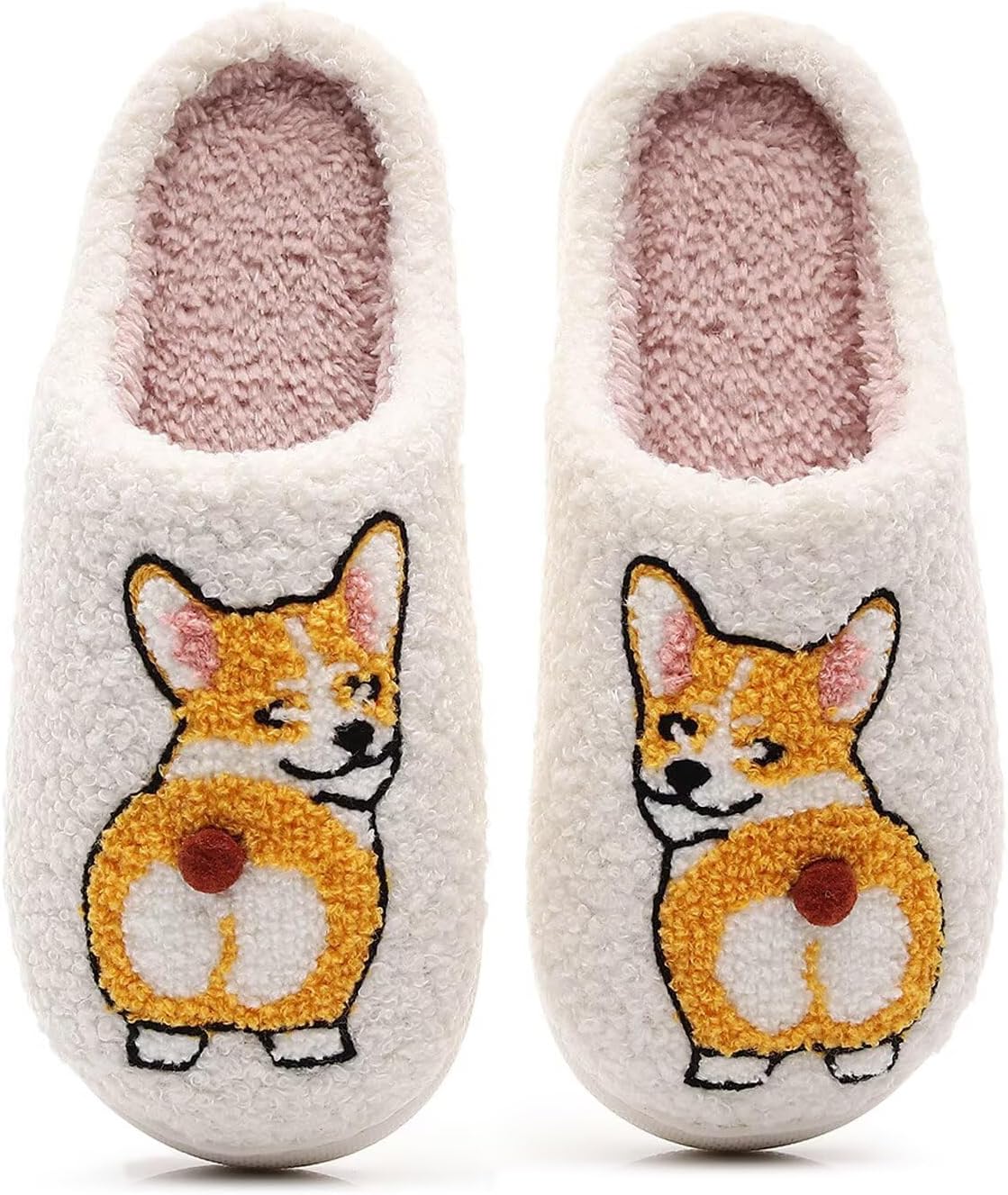 

Женские и мужские милые ретро домашние тапочки JTQHB с эффектом памяти, плюшевые, мягкие для носки в помещении, D-corgi