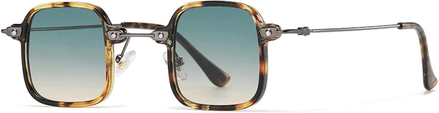 

Маленькие солнцезащитные очки для женщин и мужчин, прозрачные градиентные линзы, защита от УФ-излучения UV400, панк-стиль, заклепки, модный леопардовый принт TVTBBVV, Leopard Greenyellow