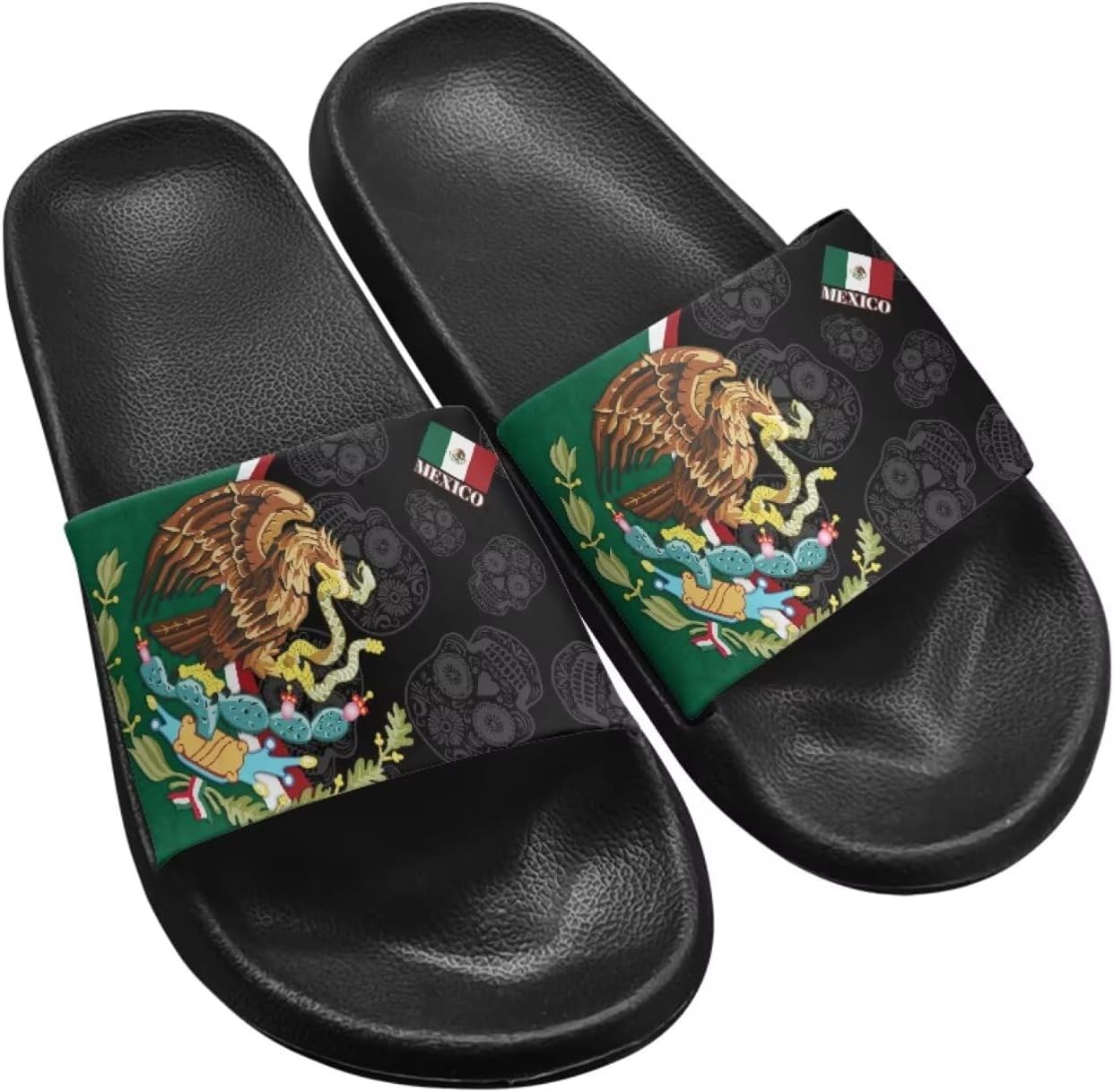 

Женские шлепанцы Jeiento с американским флагом, праздничная обувь, нескользящие спортивные сандалии для ванной, пляжа и душа, Mexico Flag Skull