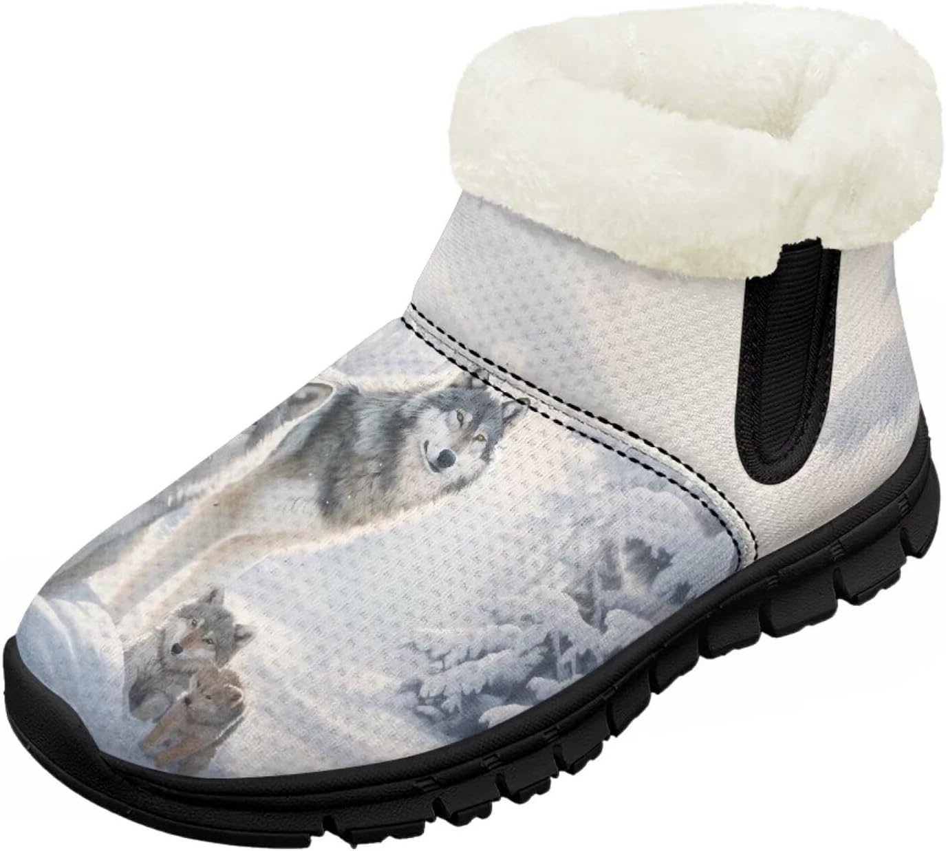 

Детские зимние ботинки для девочек с меховой подкладкой, с короткой подошвой, противоскользящие, легкие уличные теплые ботинки для малышей Pointodoor, Cute Wolf