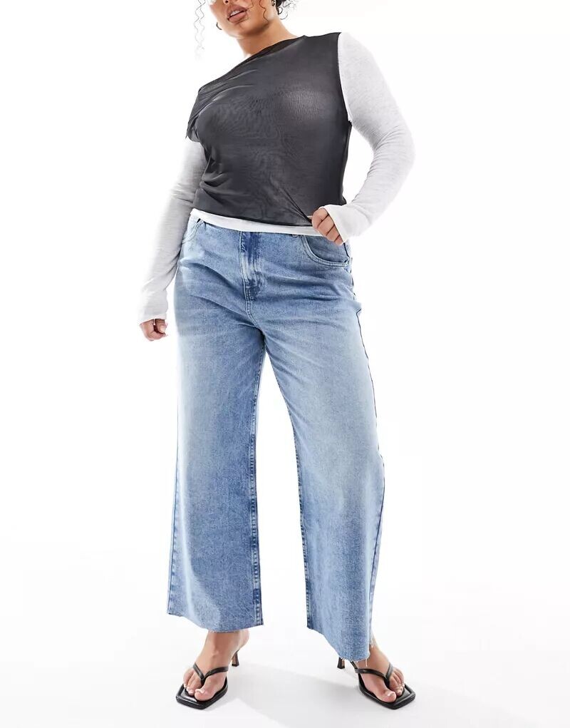 

Синие укороченные широкие джинсы ASOS DESIGN Curve