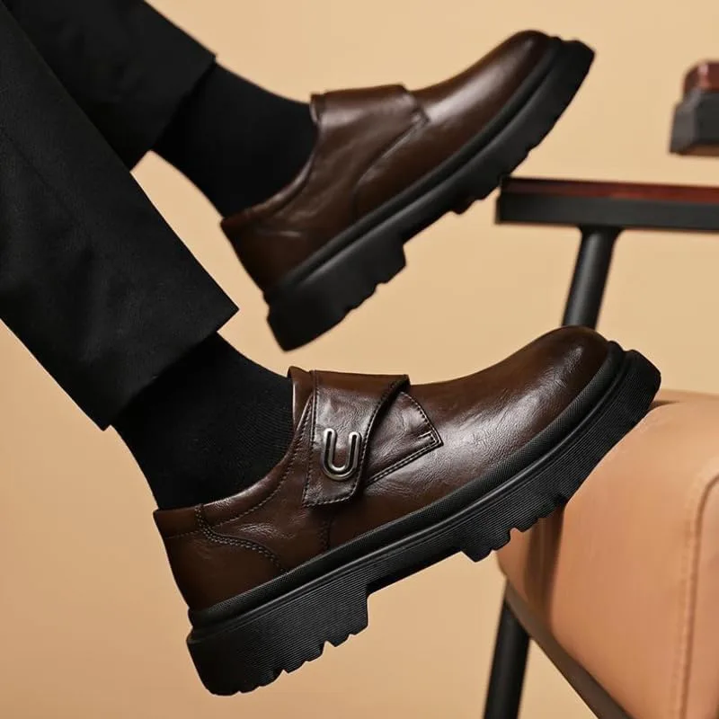 Men's Casual Leather Shoes - Comfortable for Daily use, Commuting, Outdoor Activities, and Gatherings Fusecottc, коричневый — фото 3
