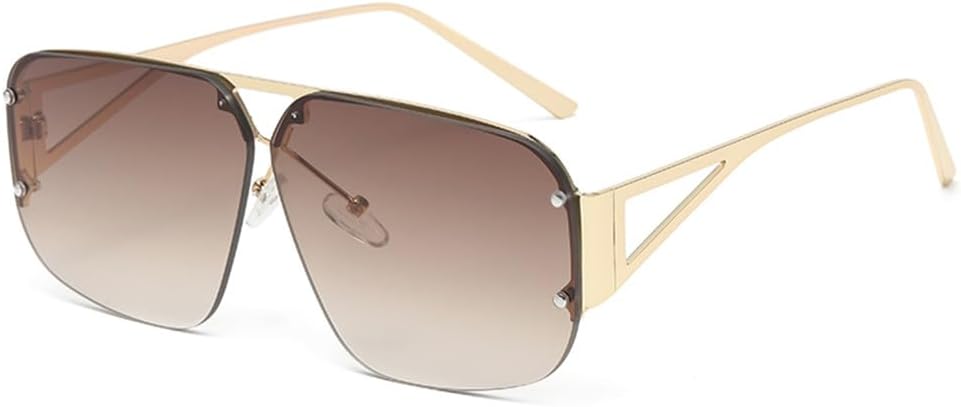 

Женские винтажные солнцезащитные очки в крупной металлической оправе, модные женские очки с градиентными цветными линзами и защитой от УФ-излучения UV400 KTUCN, Gold Brown