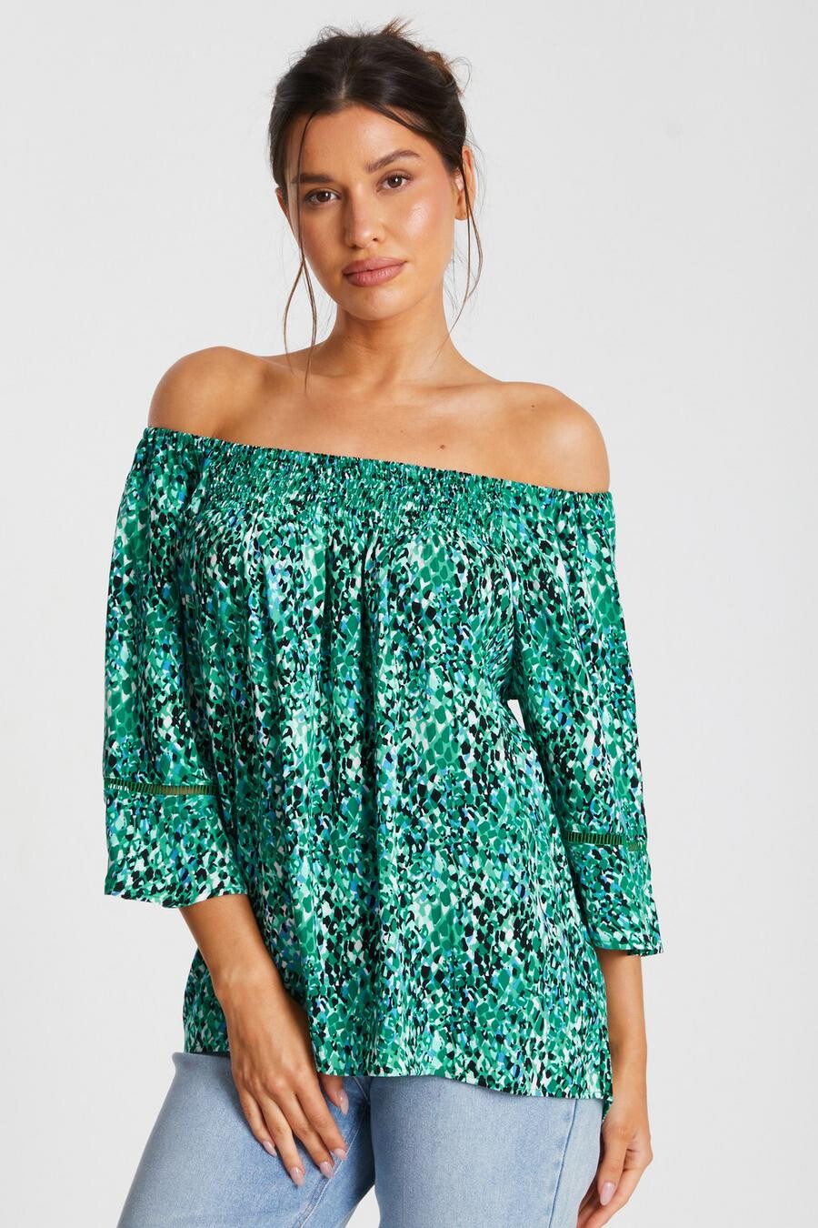 

Зеленый топ с леопардовым принтом Bardot QUIZ Clothing