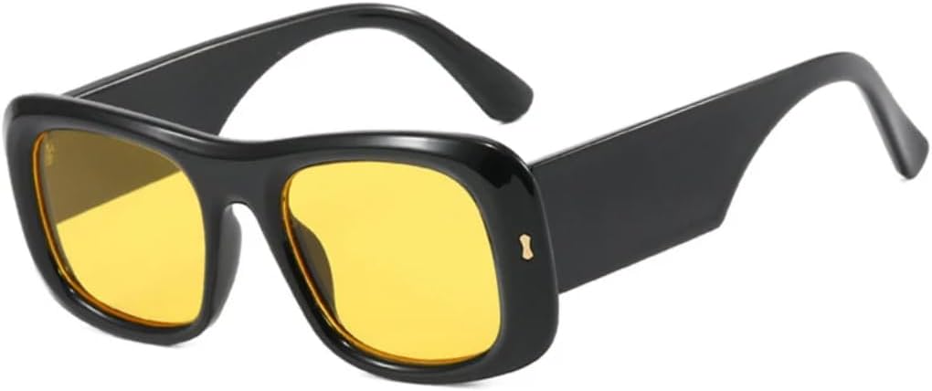 

Популярные модные женские солнцезащитные очки конфетных цветов, ретро-очки с заклепками, мужские модные очки с широкими дужками, градиентные очки с защитой от УФ-излучения UV400 UUPTTPL, Black Yellow