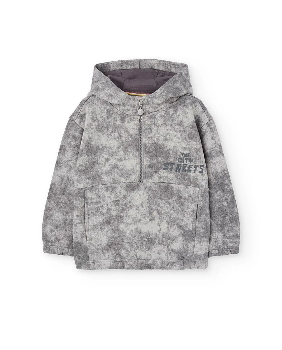 

Детская толстовка с передним карманом и капюшоном Boboli, серый