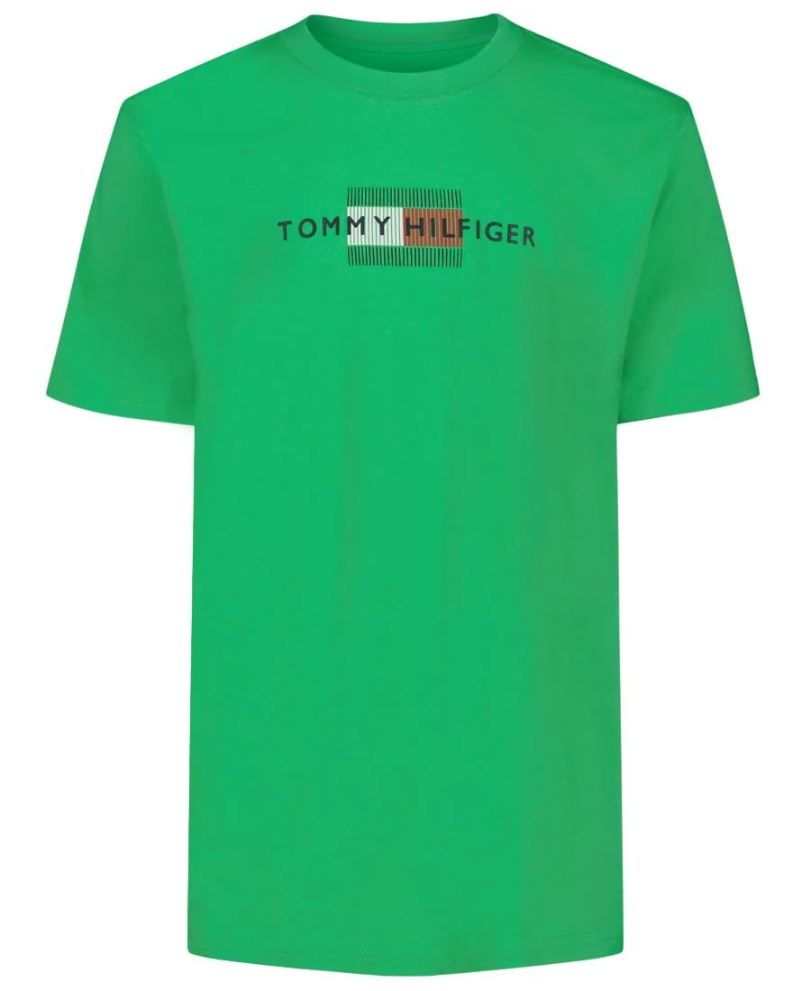 Детская футболка с коротким рукавом и линейным флагом (8-20 лет) Tommy Hilfiger, island зеленый