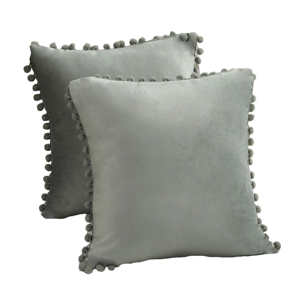 

2 шт. чехол для подушки в стиле бохо с помпонами CUSZY и современный декор со скрытыми молниями бархатный чехол для подушки-серый Stuttg