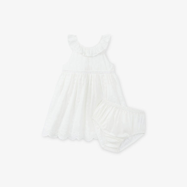 

Платье из хлопка с кружевными рюшами 18 месяцев - 6 лет The Little White Company, белый