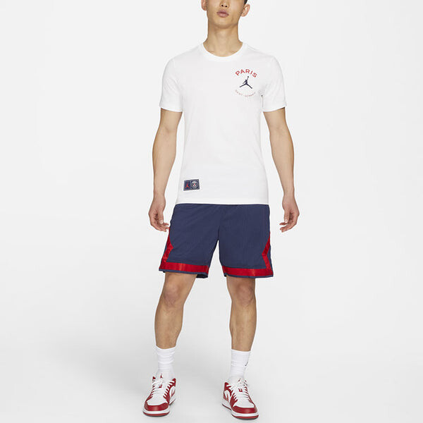 Футболка Air Jordan Paris Saint-Germain Logo Printing Sports Round Neck Short Sleeve White, белый — фото 3