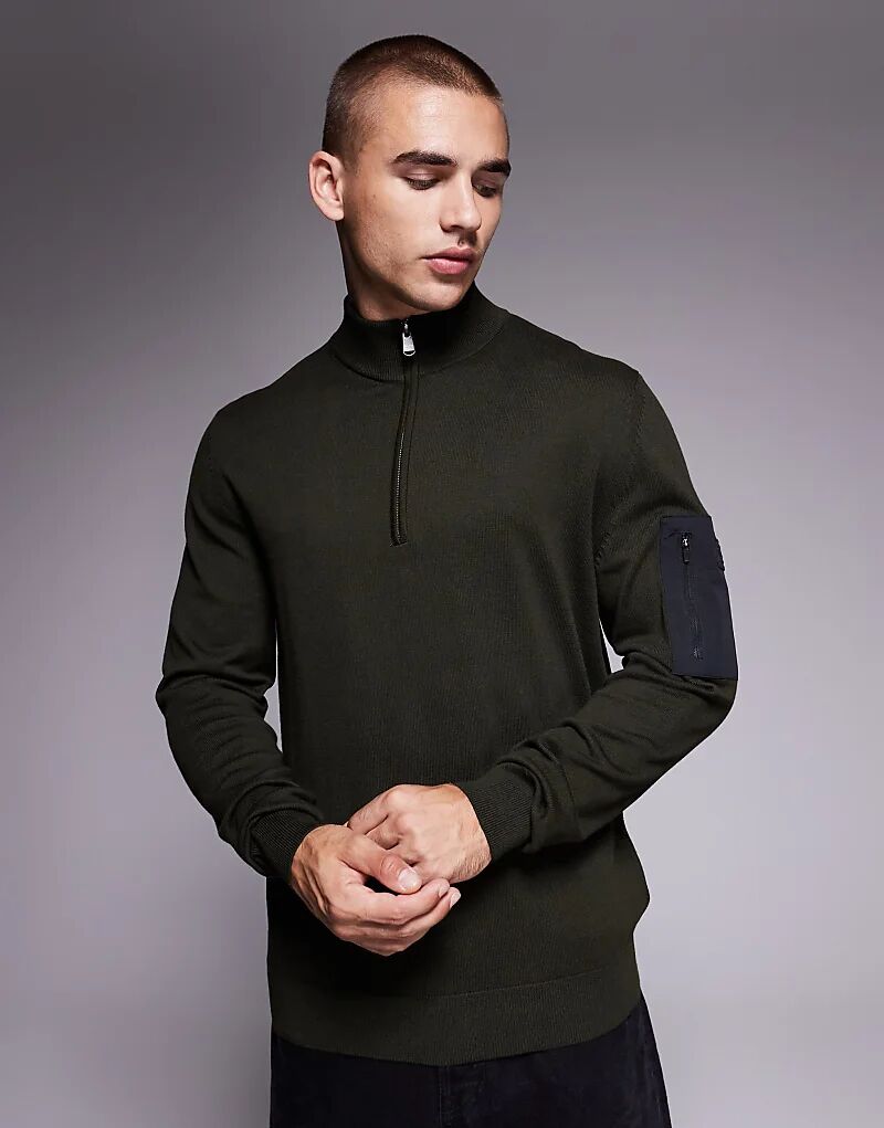 

Хлопковый джемпер Barbour International Blades с застежкой-молнией на половину длины, цвет шалфей