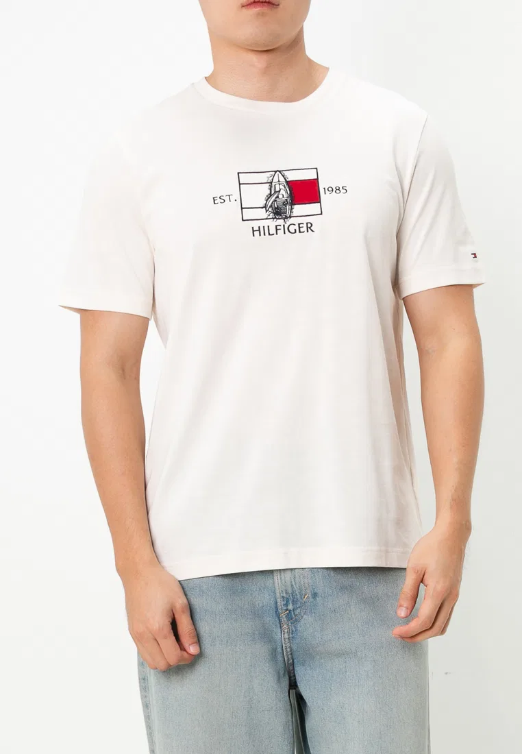 Футболка с логотипом, crew neck, Tommy Hilfiger, слоновая кость