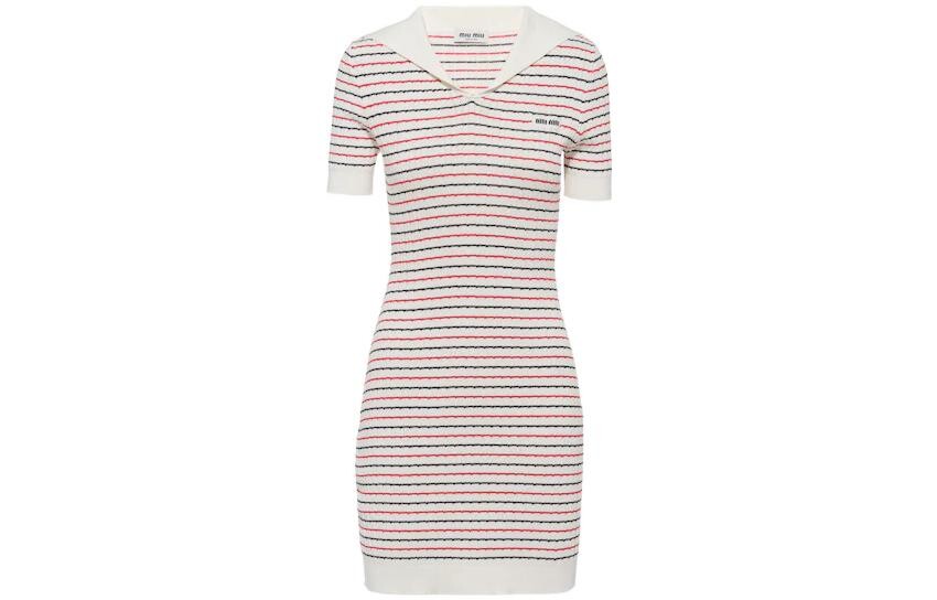 

Платье с короткими рукавами женское белое Miu Miu