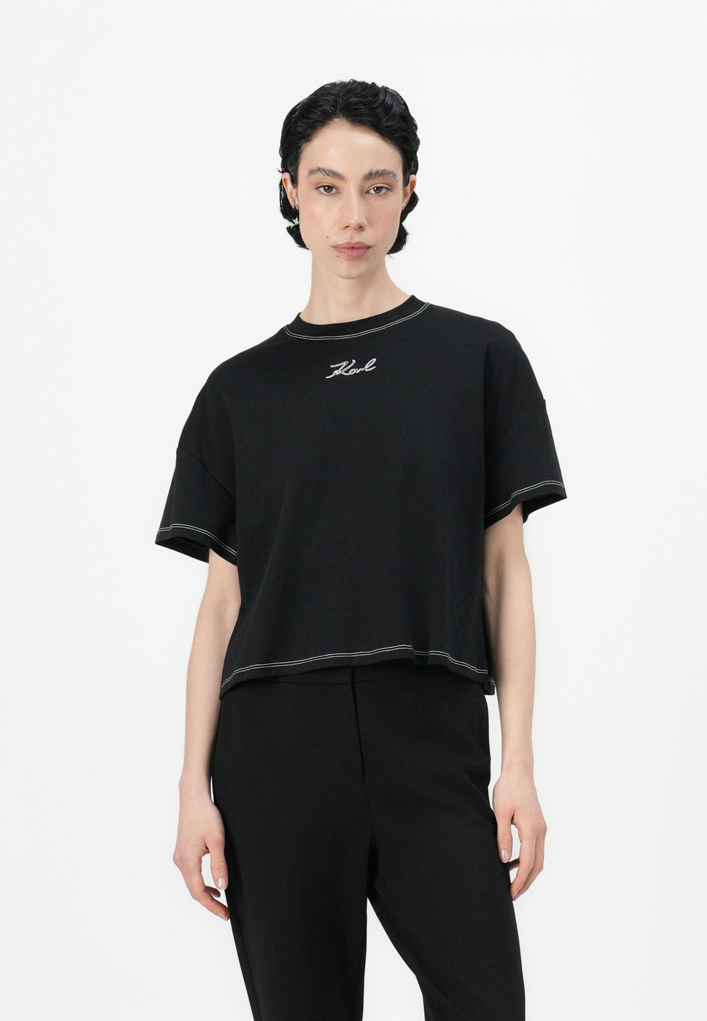

Базовая футболка CONTRAST STITCH KARL LAGERFELD, черный
