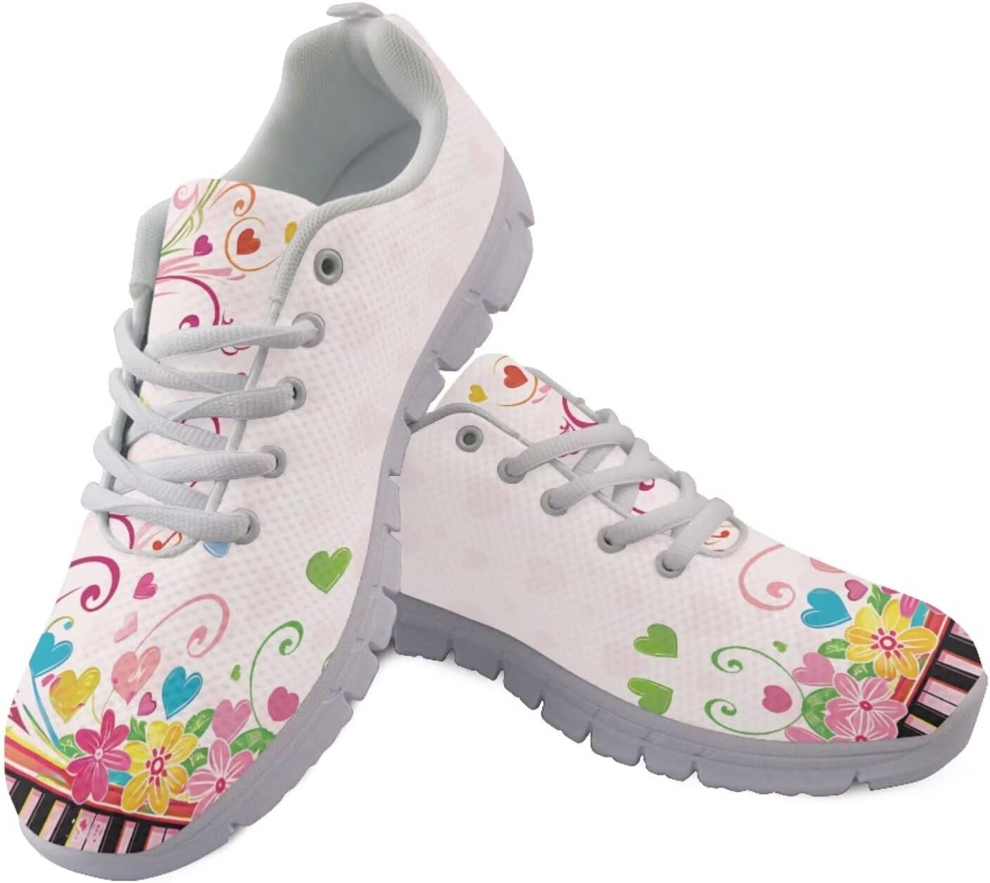 

Женские и мужские кроссовки Jeiento для ходьбы, легкие беговые кроссовки, модные кеды, Rainbow Love Heart Music Notes