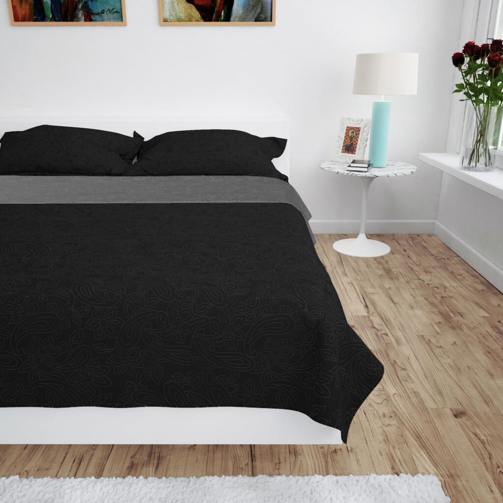 

The Living Store Двустороннее стеганое покрывало 230 x 260 см Серый и Черный