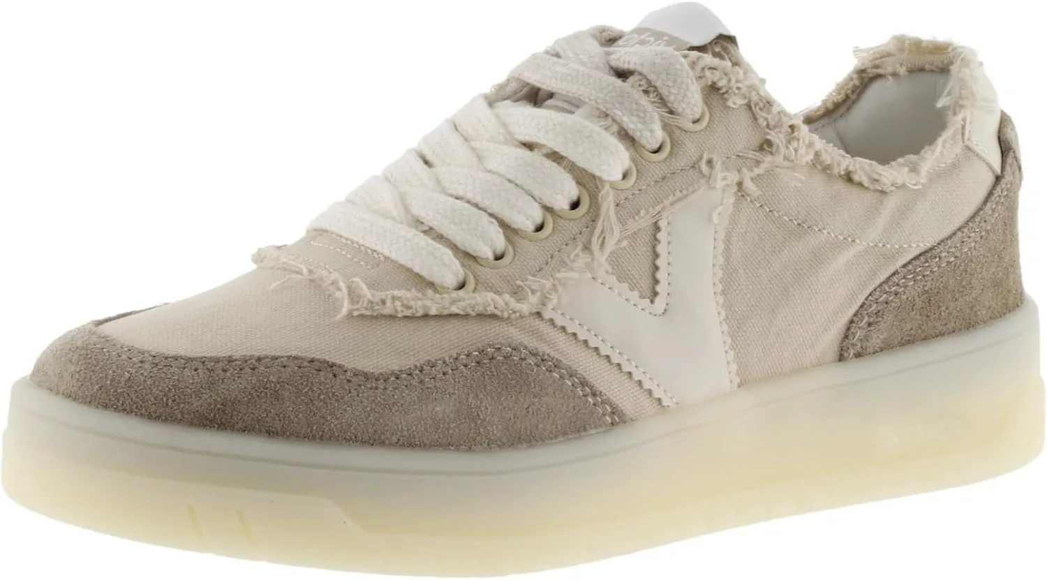 Кроссовки Victoria Unisex Seul Fransige Canvas & Passende VelourslederEinsatzen & Durchscheinende Sohle 1257146 fur Erwachsene, бежевый