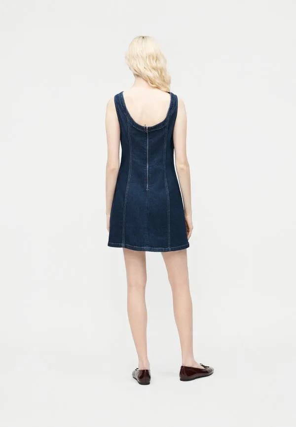 Мини-Платье с вырезом-лодочкой, джинсовое платье Gap, Dark Wash Indigo — фото 3