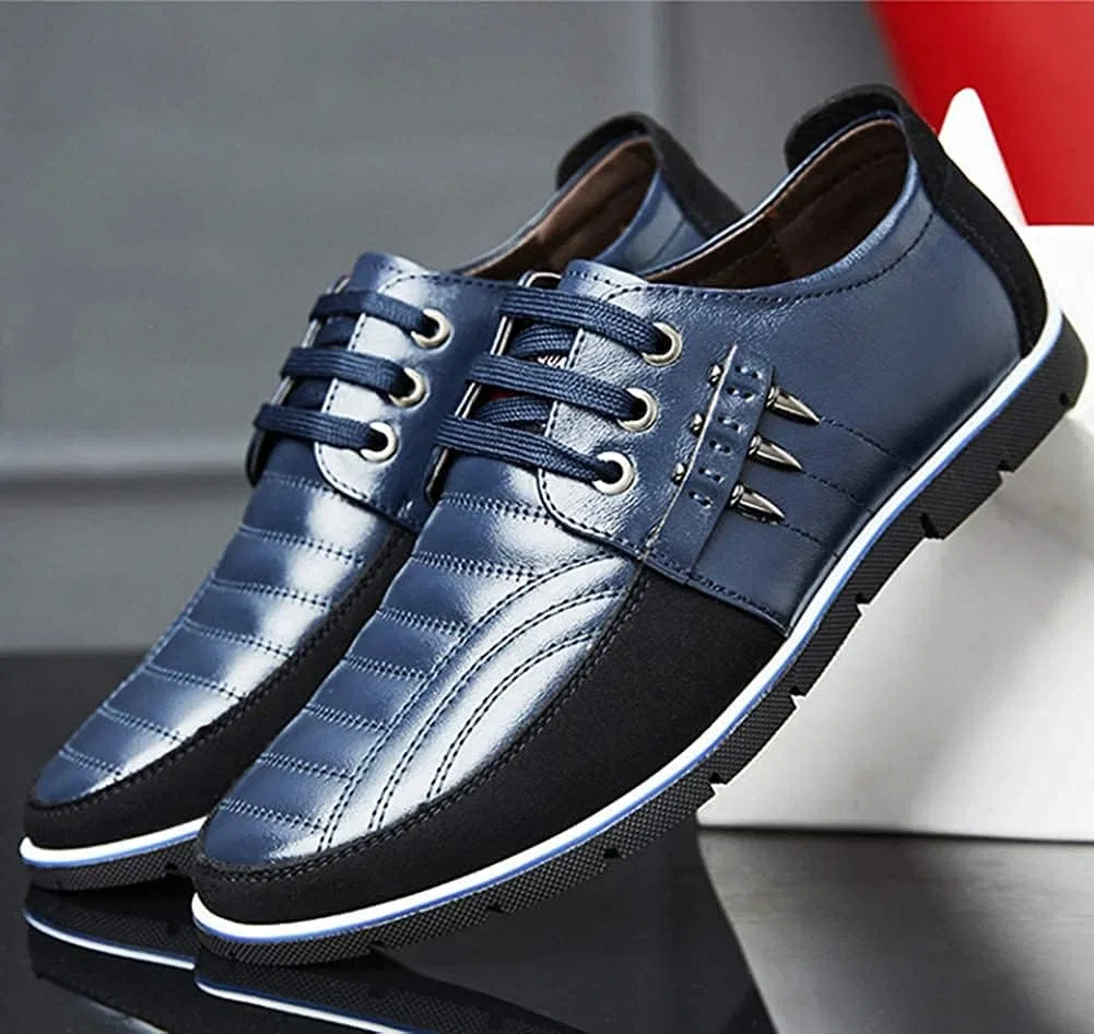 Туфли кожаные мужские Oxford Lace Up, синий Asifn — фото 3