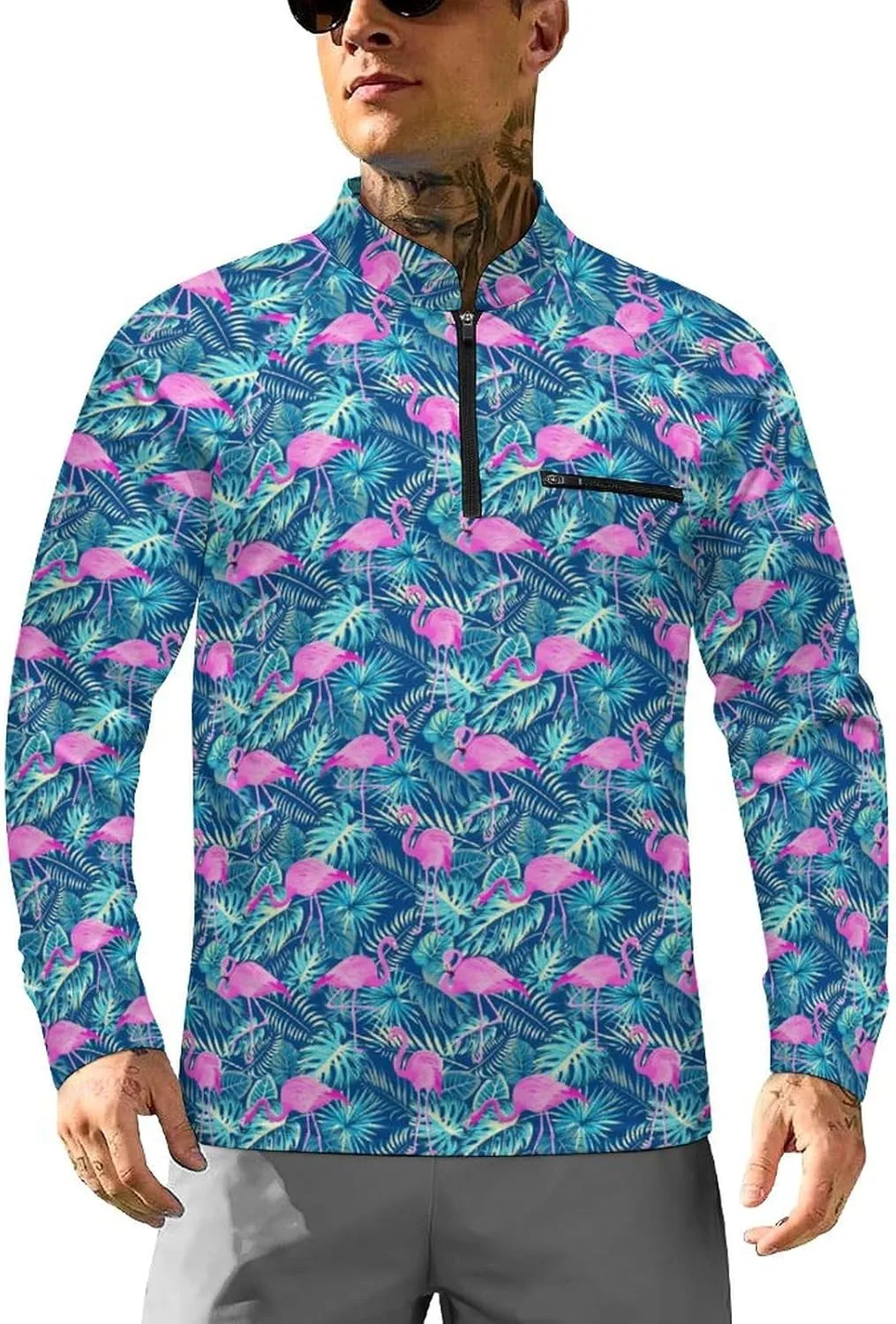 

Мужская футболка с длинным рукавом и молнией на 1/4 Ice Lobster Crawfish для бега и рыбалки с защитой от солнца