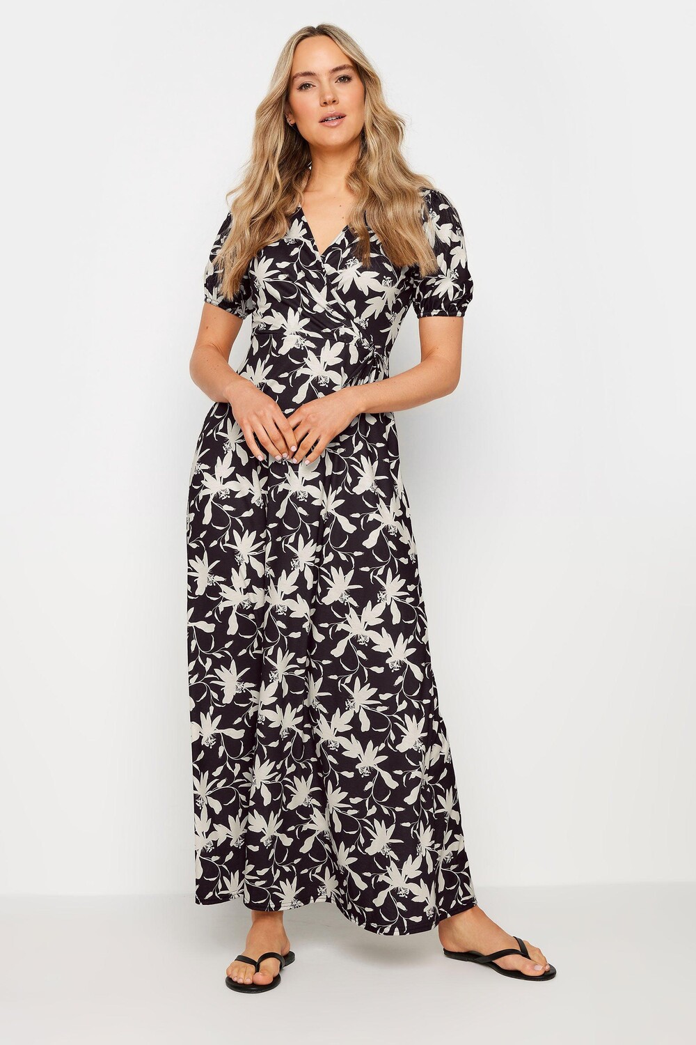 

Высокое платье макси с запахом и принтом Long Tall Sally, черный