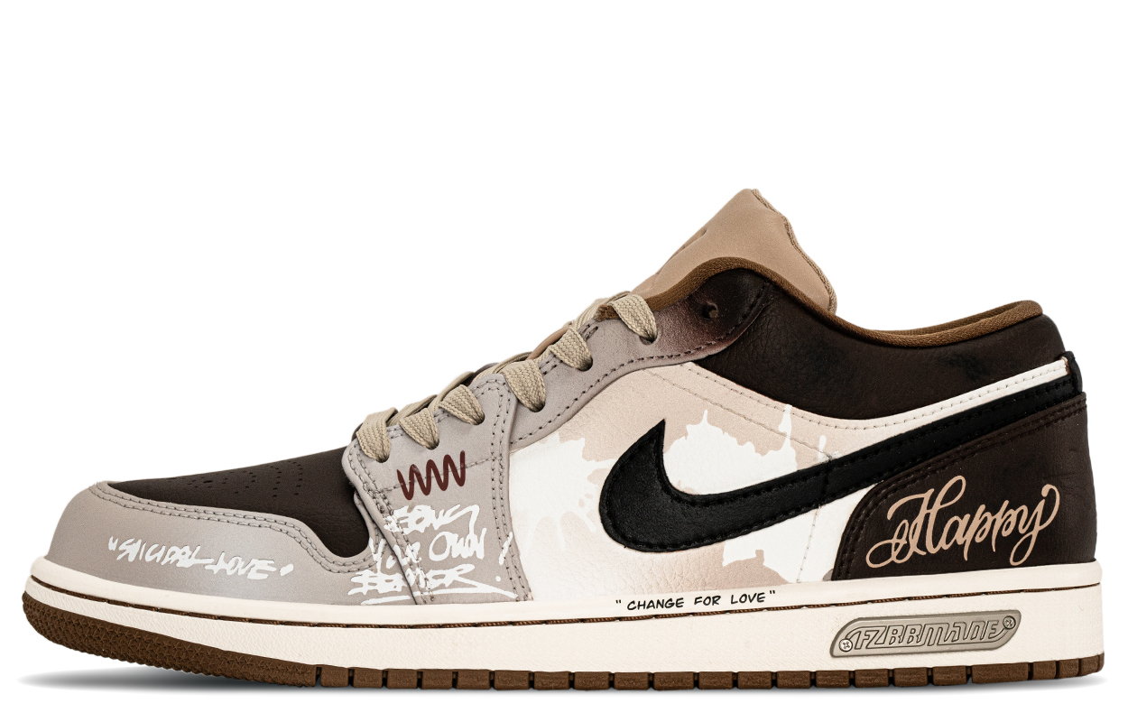 

Jordan Повышенная высота амортизации Air 1 низкие кроссовки баскетбольные мужские beige brown