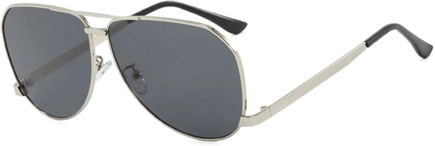 

Солнцезащитные очки с защитой от УФ-излучения UV400 для женщин и мужчин | Увеличенные металлические двойные перемычки | для занятий спортом на открытом воздухе DSVIGF, Silver Grey