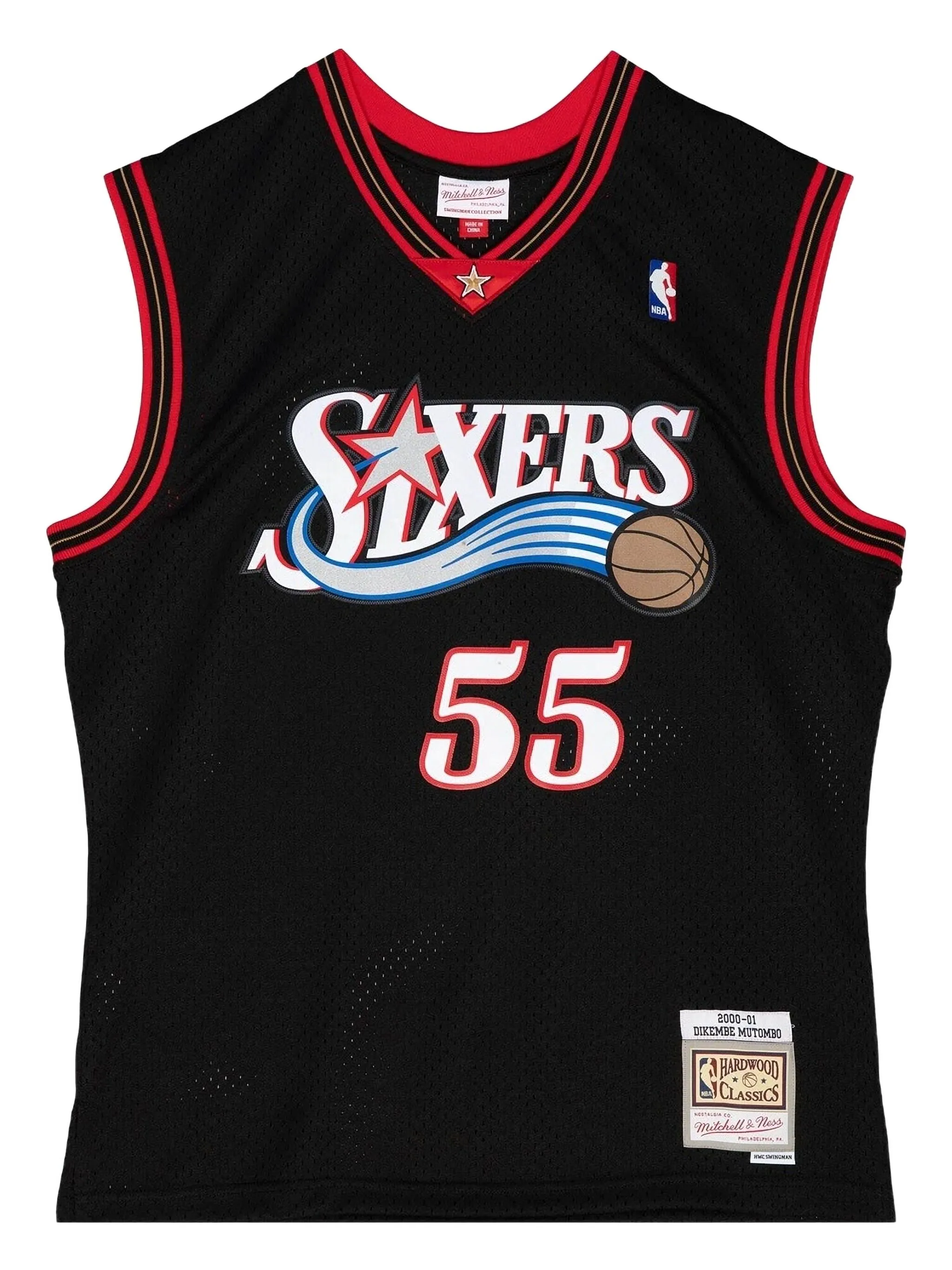 

Топ Dikembe Mutombo Swingman из коллаборации с NBA 76ers (2000 год) Mitchell & Ness, черный