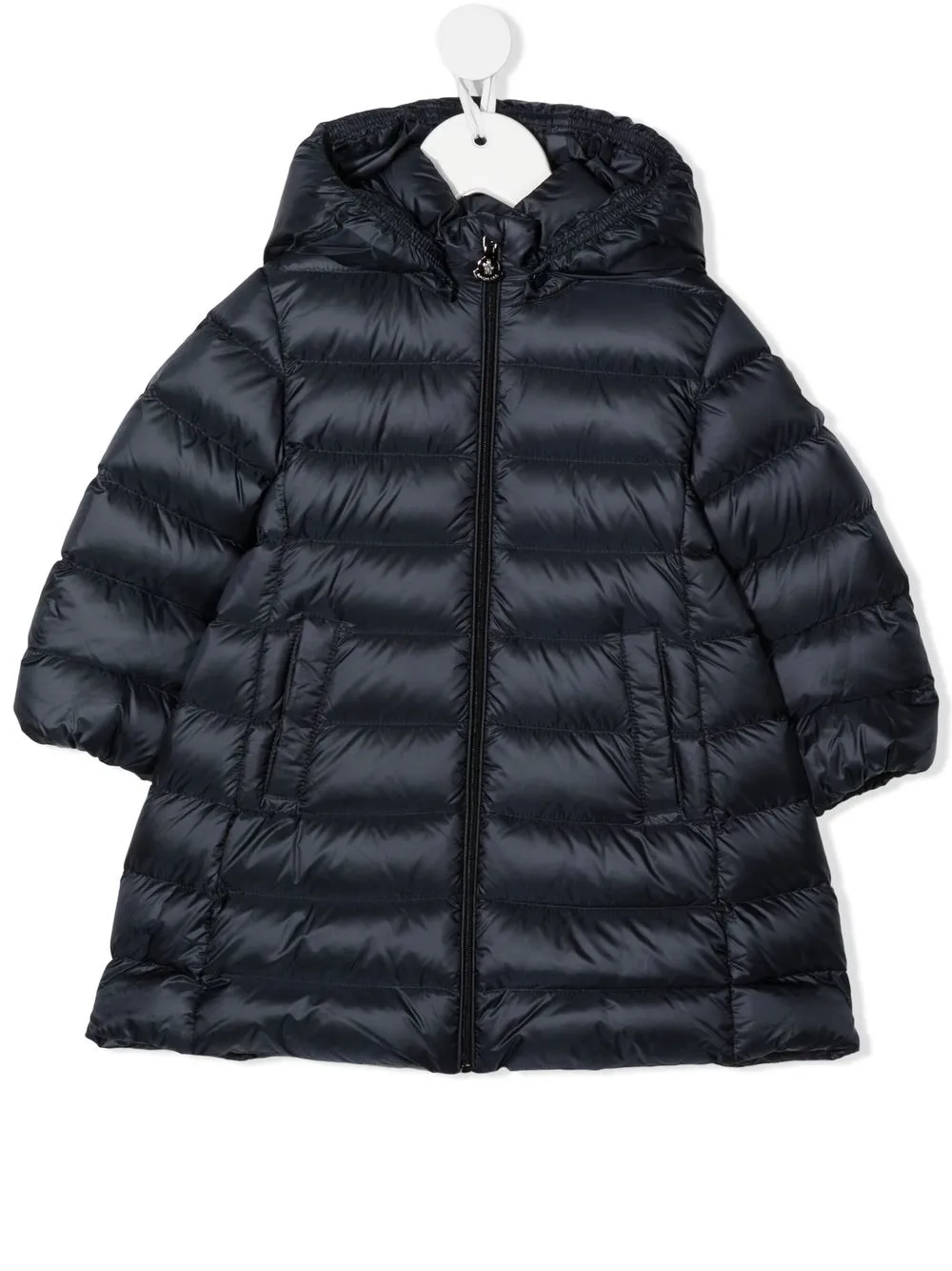 

Пуховик на молнии с капюшоном Moncler Enfant, синий