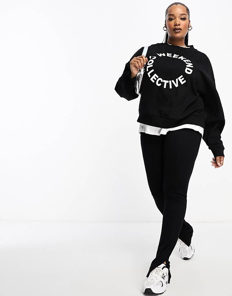 

Черные леггинсы с разрезом по бокам ASOS DESIGN Curve